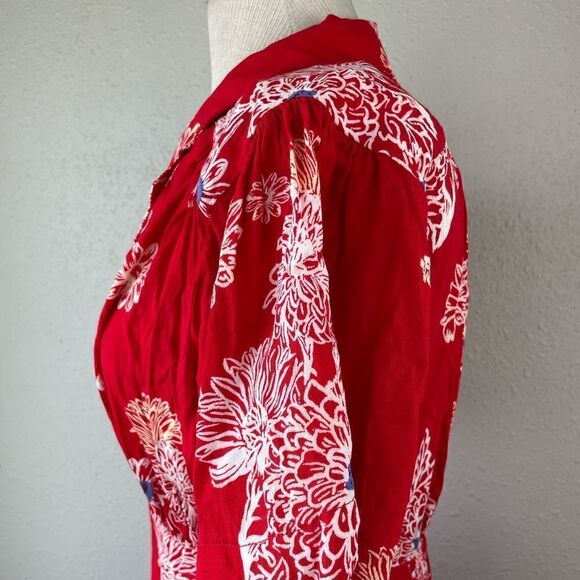 NWT Free People Red And White Floral Midi Dress Size S - Picture 4 of 9